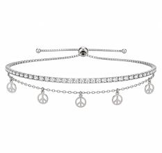 Handmade Silver Jewelry Peace Charm Bracelet